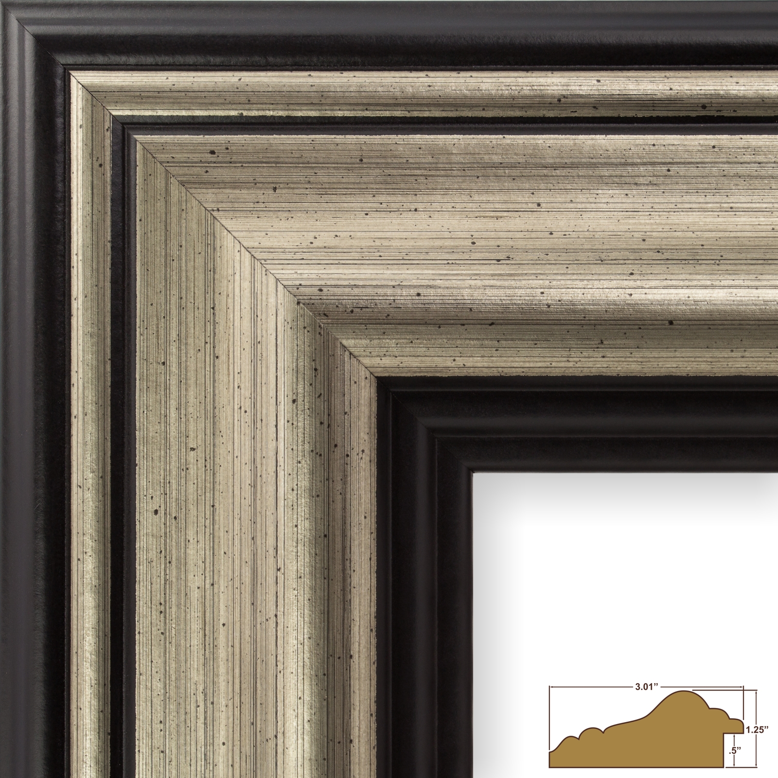 Craig Frames 3.0" Sonora, Aged Silver and Black Picture Frame eBay