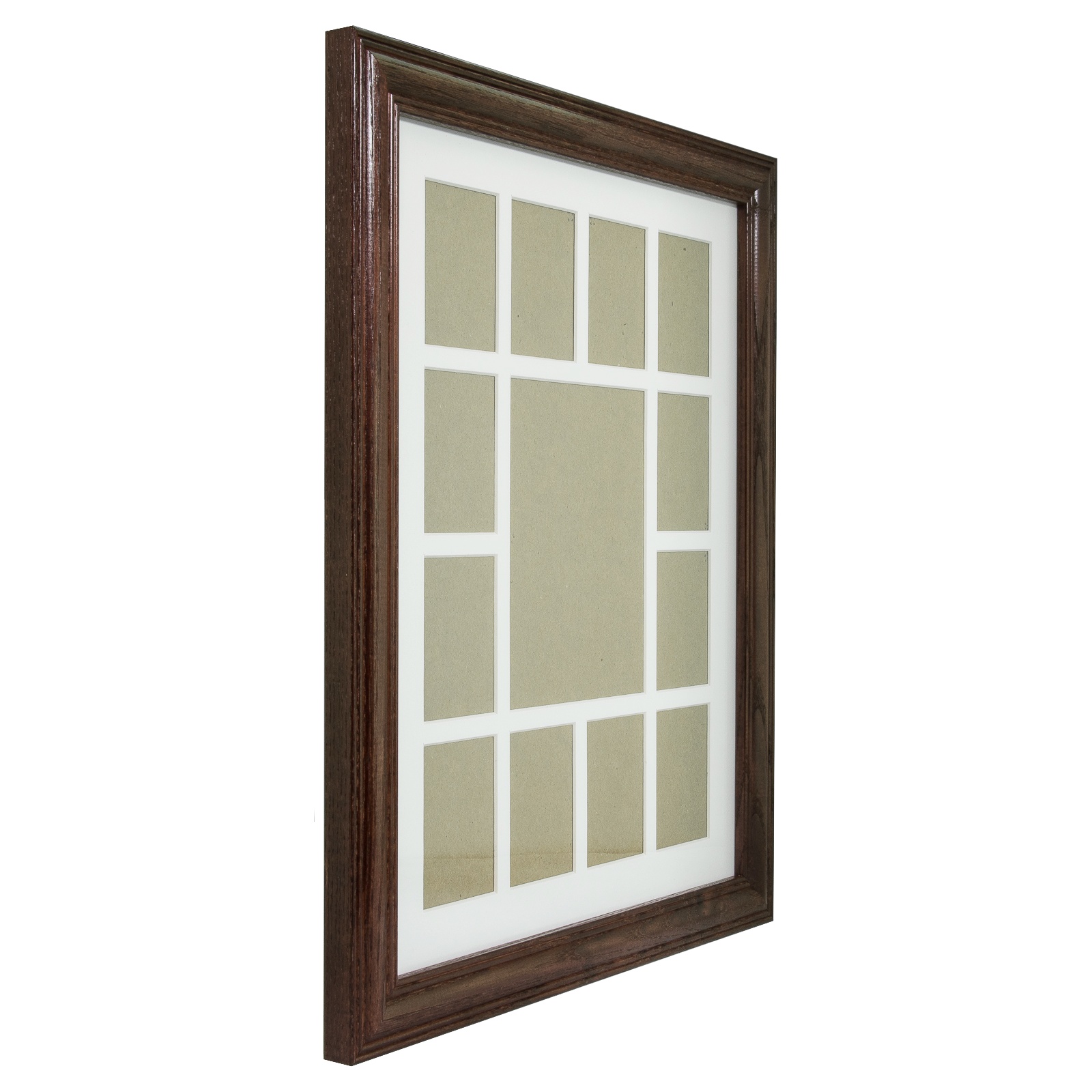 Craig Frames, 12x16 Cherry Wood Picture Frame, White Collage Mat, 13