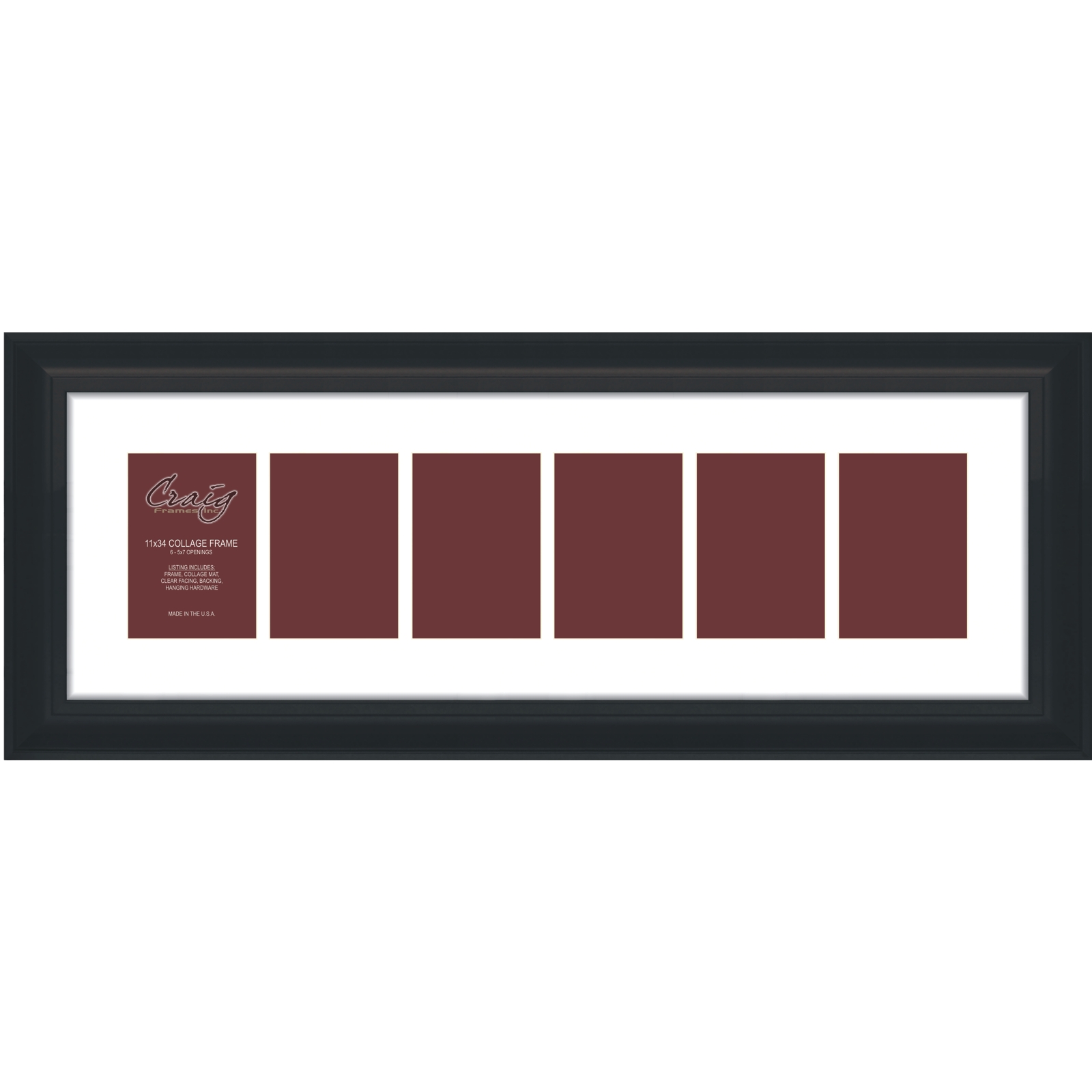 Craig Frames 1WB3BK Contemporary 9 Photo Collage Frame, 9 4x6 Openings