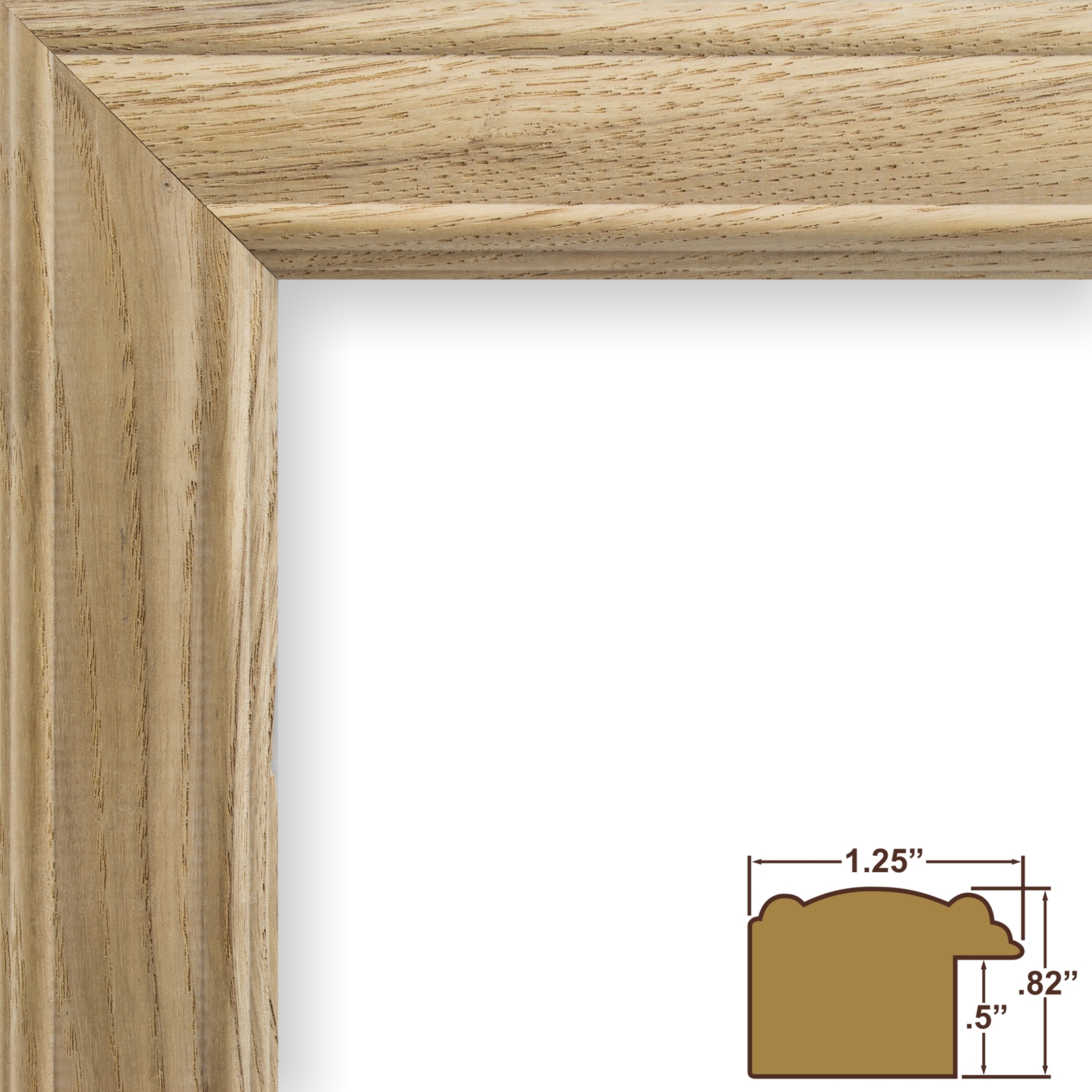 Craig Frames Wiltshire 595 Ash, 1.25" Unfinished Hardwood Picture Frame
