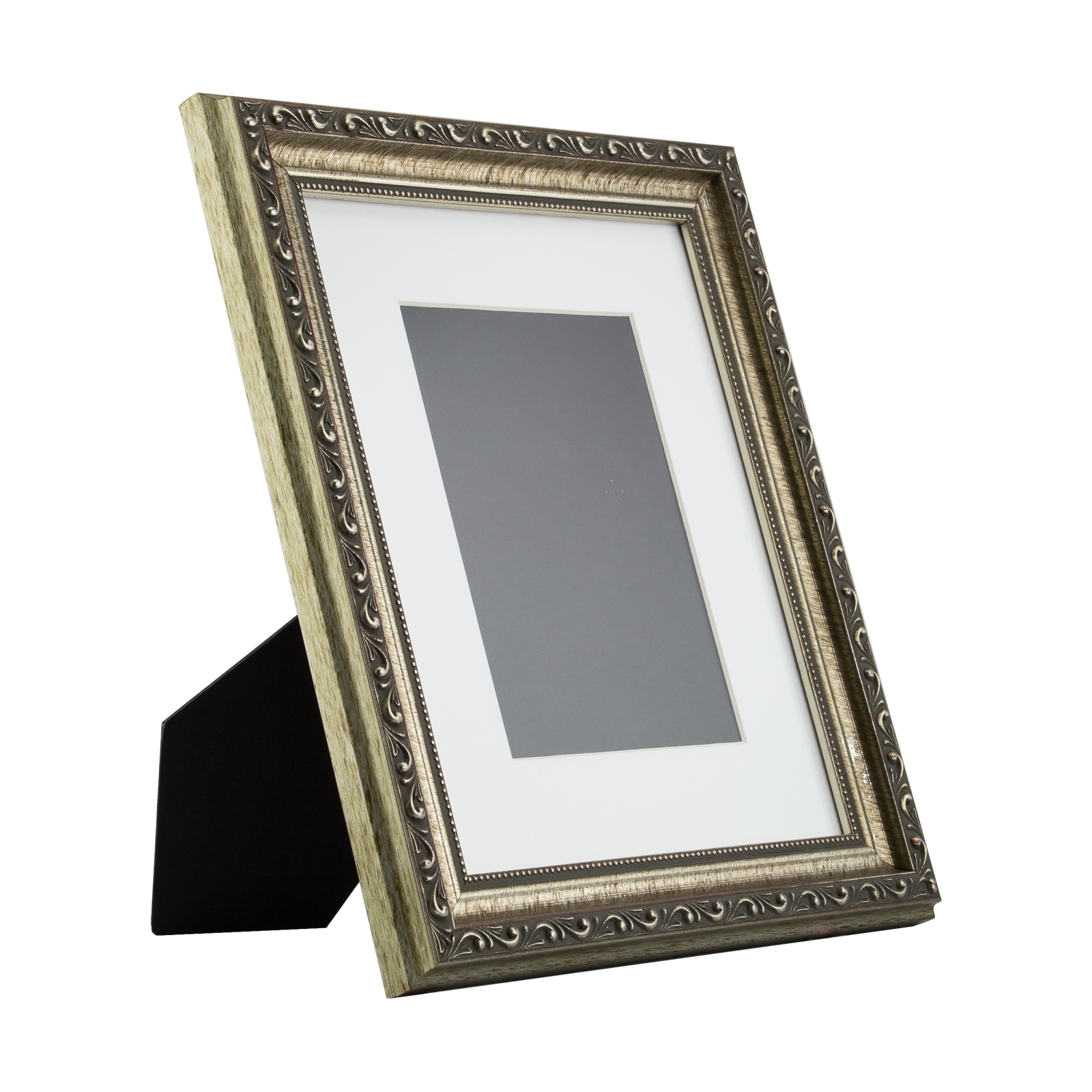 Ancien Ornate TableTop 8x10 Antique Silver Standing Picture Frame with